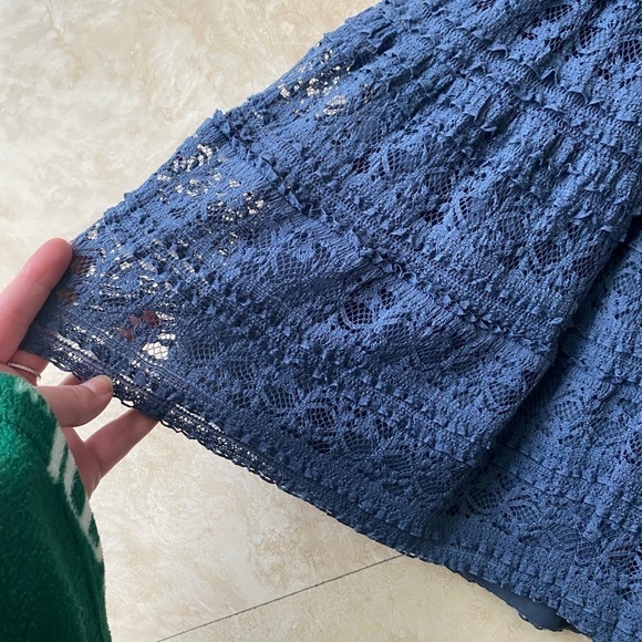 Zara Basic Fit & Flair Sleeveless Blue Lace Dress - M - Picture 2 of 9